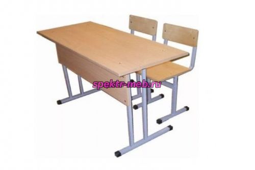 Комплект стол ученический двухместный, НЕрегулируемый по высоте У.С.2 и стул ученический НЕрегулируемый С.Ш.3, группы роста (р.гр. 3,4,5,6,7).