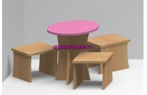 Игровая мебель стол с 3-мя табуретами кукольные, КИМ№5Д