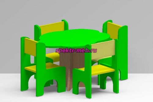 Игровая мебель, 5 предметов набор стола и стульев для кукол, КИМ№2