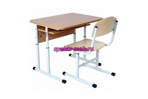 Комплект стол ученический одноместный, регулируемый по высоте У.С.р.8 и стул ученический, регулируемый по высоте на прямых полозьях С.Ш.8, (р.гр. 1-3; 2-4;4-6; 5-7).