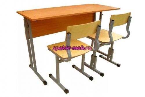 Комплект стол ученический двухместный, НЕрегулируемый по высоте У.С.2, стул ученический, регулируемый по высоте, Т-обр., С.Ш.1 и стул ученический НЕрегулируемый С.Ш.3.