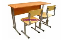 Комплект стол ученический двухместный, НЕрегулируемый по высоте У.С.2, стул ученический, регулируемый по высоте, Т-обр., С.Ш.1 и стул ученический НЕрегулируемый С.Ш.3.