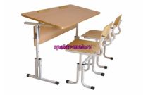 Комплект стол ученический двухместный, регулируемый по высоте, Т-обр. с углом наклона столешницы У.С.р.3 и стул ученический, регулируемый по высоте, Л-обр., С.Ш.1.1.