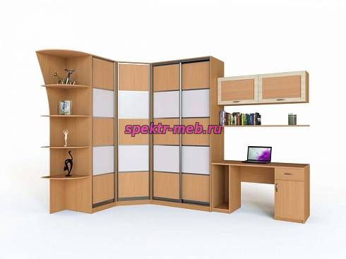 Угловой гардероб со столом Алиса 01