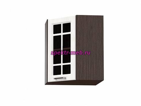 Шкаф верхний угловой остекленный Европа