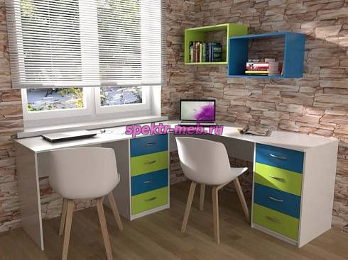 Письменный стол для двоих с полками Фреско 45