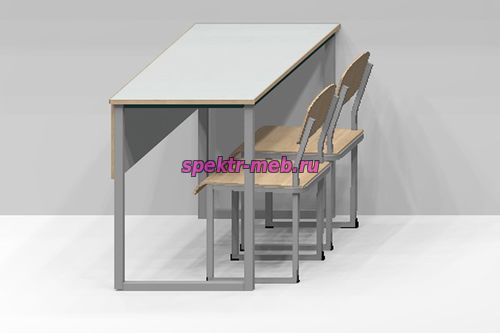 Комплект стол ученический двухместный, НЕрегулируемый по высоте ножка-рамка и стул ученический, НЕрегулируемый по высоте, ножка-рамка