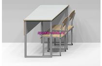 Комплект стол ученический двухместный, НЕрегулируемый по высоте ножка-рамка и стул ученический, НЕрегулируемый по высоте, ножка-рамка