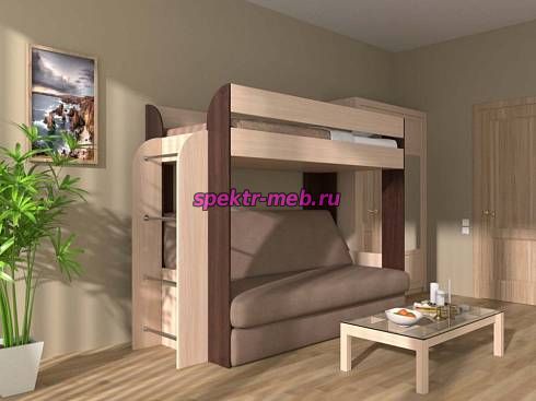 Кровать двухъярусная с диваном Миф-75