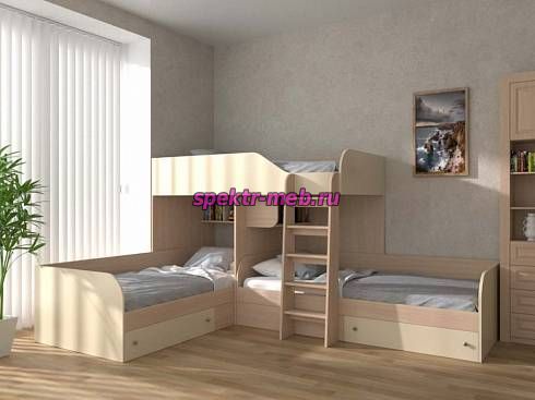Трехместная двухъярусная кровать Маркиз 33