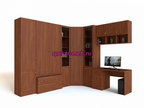 Стенка угловая со столом для компьютера Классик-21