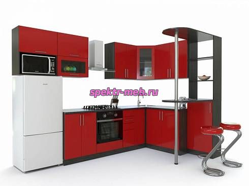Кухня угловая с барной стойкой Камиль 3