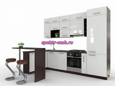 Кухня угловая с барной стойкой Лоск
