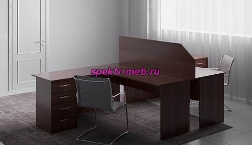 Угловой стол с тумбой и экраном