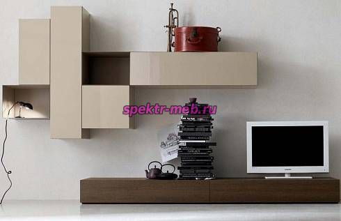 Стенка в гостиную бежевый глянец