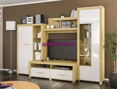 Стенка Неон 1 белый глянец