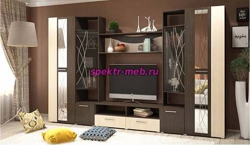 Стенка для гостиной Гамма с зеркалами