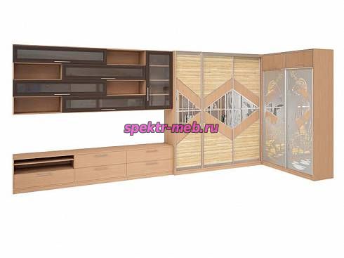 Шкаф-купе с нишей под телевизор № 159