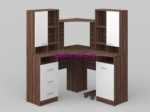 Компьютерный угловой стол МБ 41.1 с надстройкой
