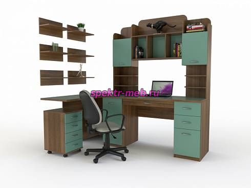 Компьютерный угловой стол Брюгге с полками