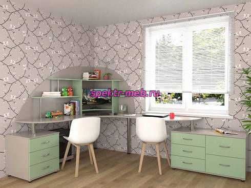 Угловой письменный стол для двоих Пилот 61