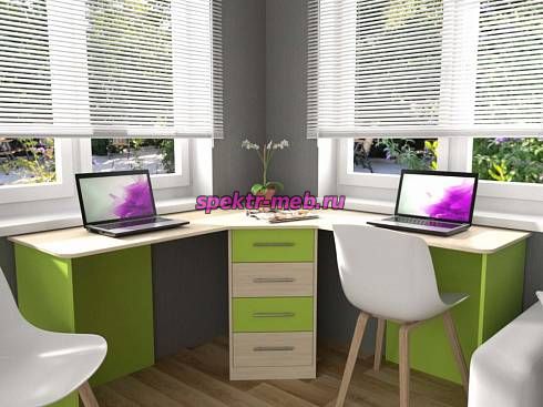 Стол угловой для двоих детей с ящиками Город 19