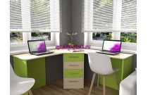 Стол угловой для двоих детей с ящиками Город 19