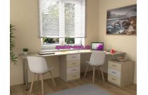 Угловой письменный стол для двоих Пилот 64