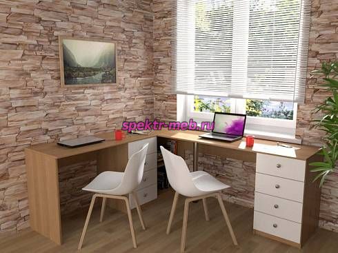 Угловой письменный стол для двоих Вента 77