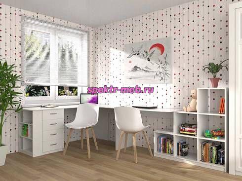 Угловой письменный стол для двоих Калифорния 13