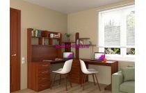 Угловой письменный стол для двоих с надстройкой Юкатан 51