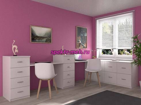 Угловой письменный стол для двоих Пилот 63