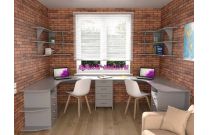 Угловой письменный стол для двоих с полками Фреско 49