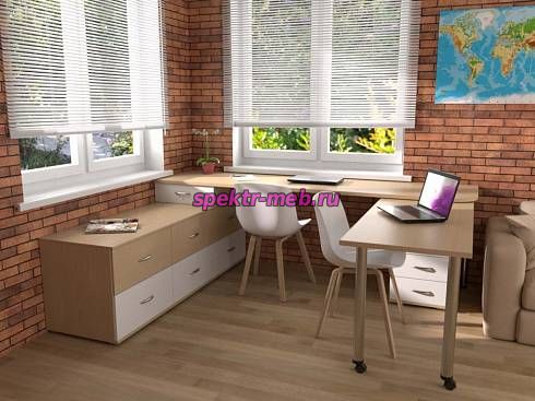 Угловой письменный стол для двоих Колор 55