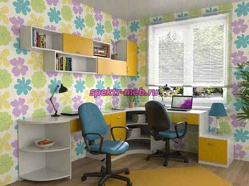 Угловой письменный стол для двоих Калифорния 11