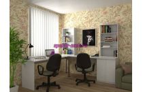 Угловой письменный стол для двоих с полками Веста 2